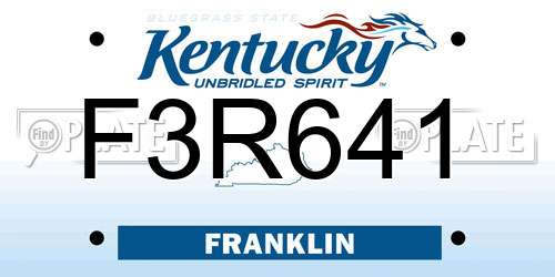 F3R641 Kentucky License Plate
