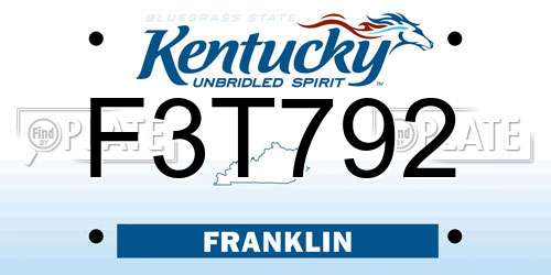 F3T792 Kentucky License Plate