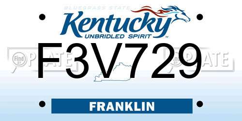 F3V729 Kentucky License Plate