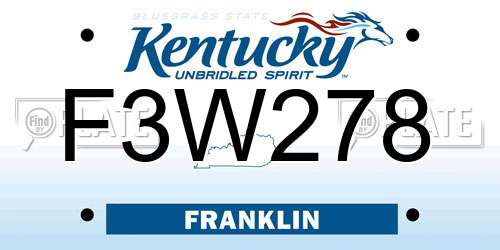 F3W278 Kentucky License Plate