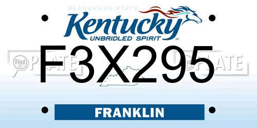 F3X295 Kentucky License Plate