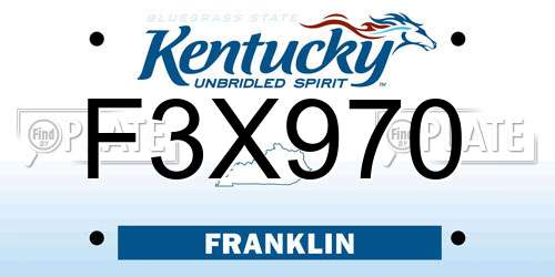 F3X970 Kentucky License Plate