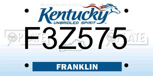 F3Z575 Kentucky License Plate