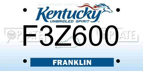 F3Z600 Kentucky License Plate