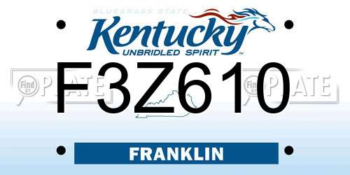 F3Z610 Kentucky License Plate