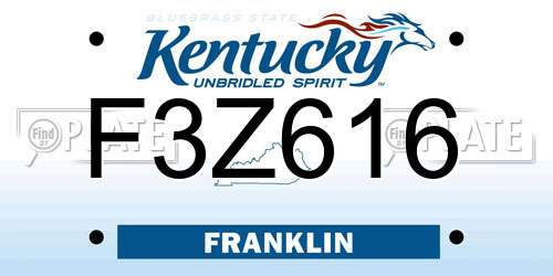F3Z616 Kentucky License Plate