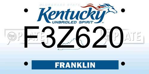 F3Z620 Kentucky License Plate