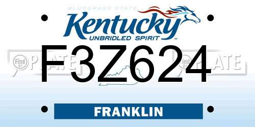 F3Z624 Kentucky License Plate