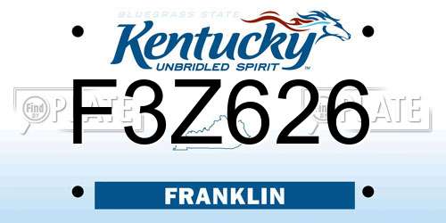F3Z626 Kentucky License Plate