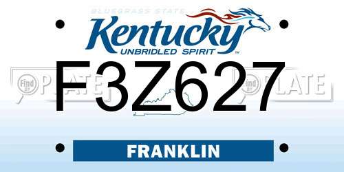 F3Z627 Kentucky License Plate