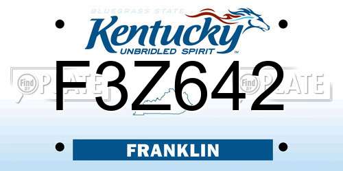 F3Z642 Kentucky License Plate