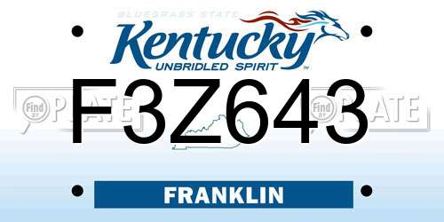 F3Z643 Kentucky License Plate