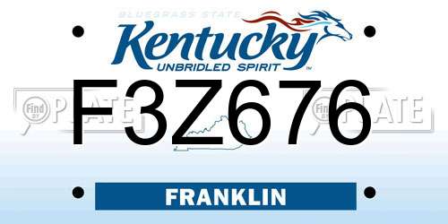 F3Z676 Kentucky License Plate