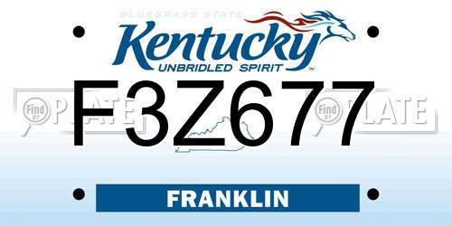 F3Z677 Kentucky License Plate