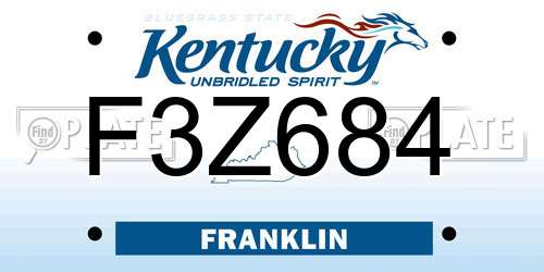 F3Z684 Kentucky License Plate