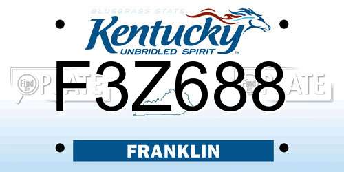 F3Z688 Kentucky License Plate