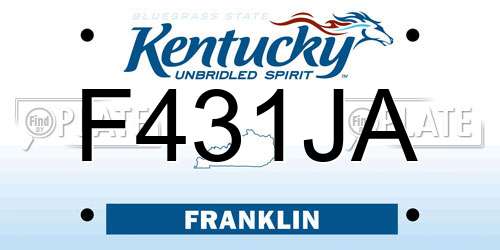 F431JA Kentucky License Plate