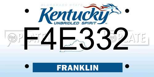 F4E332 Kentucky License Plate