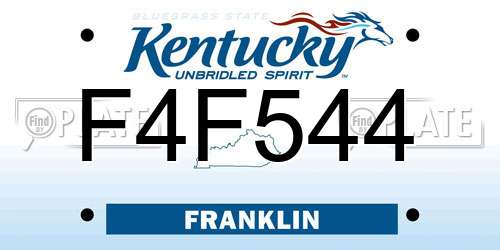 F4F544 Kentucky License Plate