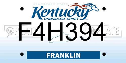 F4H394 Kentucky License Plate