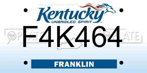 F4K464 Kentucky License Plate