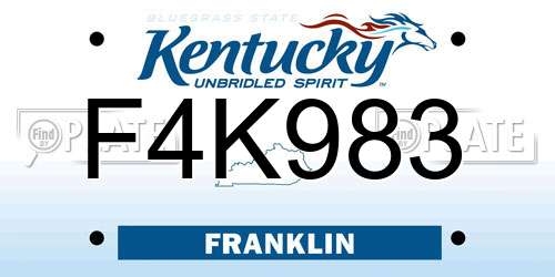 F4K983 Kentucky License Plate