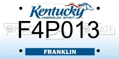 F4P013 Kentucky License Plate