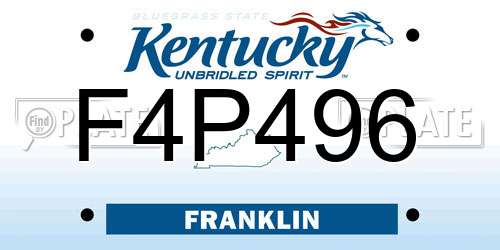 F4P496 Kentucky License Plate