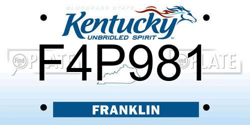 F4P981 Kentucky License Plate