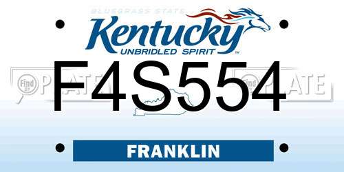 F4S554 Kentucky License Plate