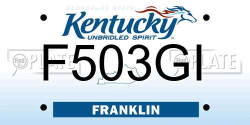 F503GI Kentucky License Plate