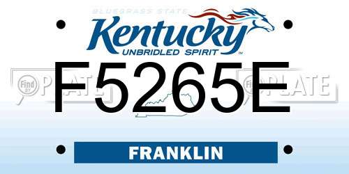 F5265E Kentucky License Plate