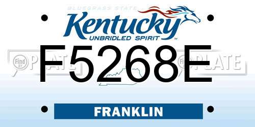 F5268E Kentucky License Plate