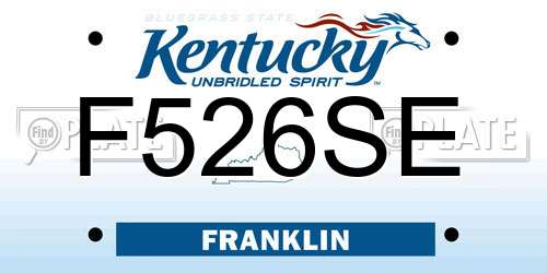 F526SE Kentucky License Plate