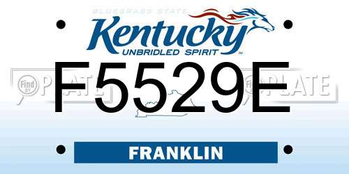 F5529E Kentucky License Plate