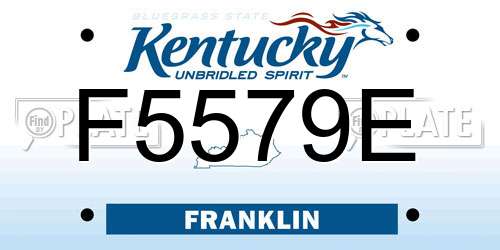 F5579E Kentucky License Plate