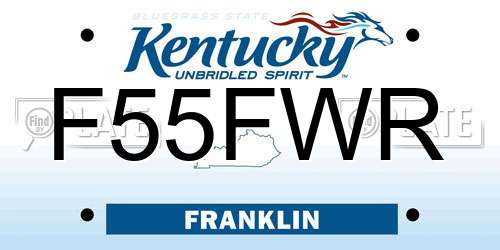 F55FWR Kentucky License Plate