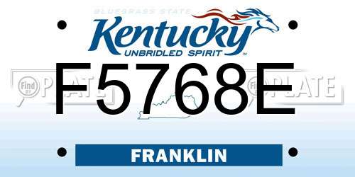 F5768E Kentucky License Plate