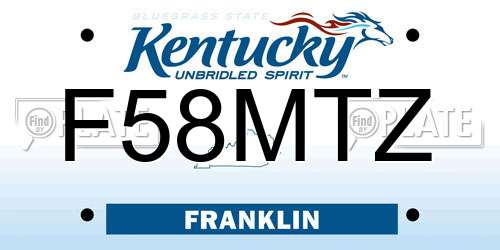 F58MTZ Kentucky License Plate
