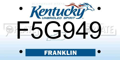 F5G949 Kentucky License Plate