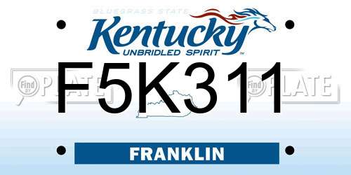 F5K311 Kentucky License Plate