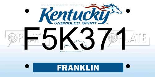 F5K371 Kentucky License Plate