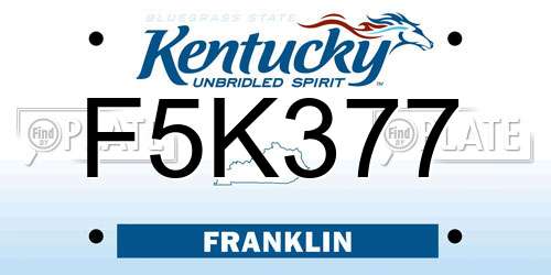 F5K377 Kentucky License Plate