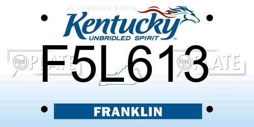 F5L613 Kentucky License Plate