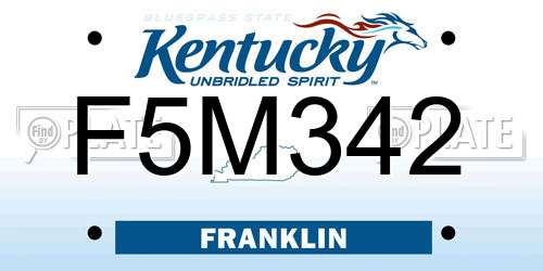 F5M342 Kentucky License Plate