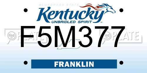 F5M377 Kentucky License Plate