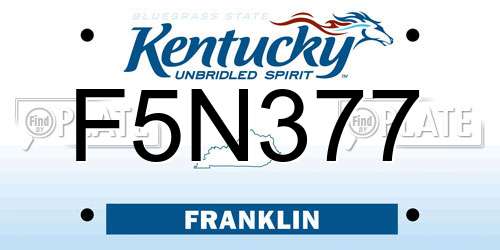 F5N377 Kentucky License Plate