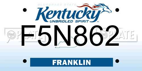 F5N862 Kentucky License Plate