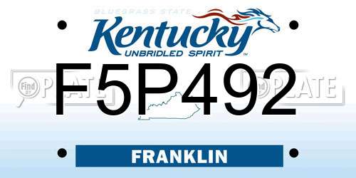 F5P492 Kentucky License Plate