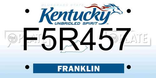 F5R457 Kentucky License Plate